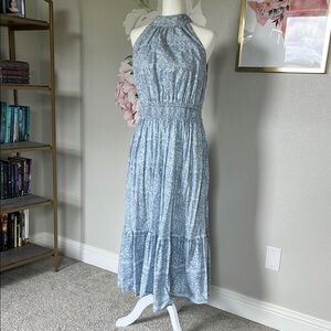 Wonderly Blue Ruffled Tiered Maxi Sundress